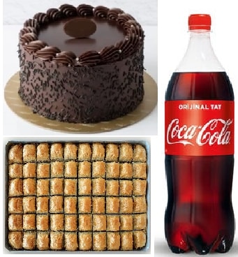 Çikolatalı Yaş Pasta ve Cevizli Baklava Seti 1 Litre Cola Hediyeli
